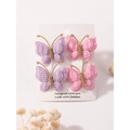 Ensemble de barrettes papillon tricotées à la main en rose doux et violet - Style Rose Violet