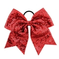8 inch large red sequined bow hair tie with elastic band for girls and children - Bright Red (12)