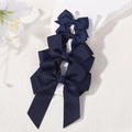 Set de pinzas para el pelo con lazo doble azul marino para niñas en tarjeta - Azul oscuro