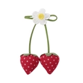 Handgefertigte Stoff Erdbeeren Accessoires mit Punktemuster und weißen Blüten Details - Rote Punktierte Erdbeere