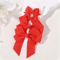 Set de cuatro lazos para el pelo en cinta de faya roja en varios tamaños con tarjeta - Rojo