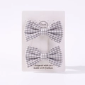 Cute gray and white gingham checkered bow hair clip set for girls with wavy edges - Gray and White Checkered (2A-10)