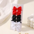 Set di 6 fermagli per capelli con fiocchi in raso rosso, nero e bianco su carta - Combo Rosso Nero E Bianco