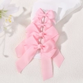 Juego de cuatro pinzas para el cabello con lazo de cinta de grano grueso rosa claro - Rosa Claro