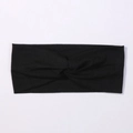 Minimalist black twisted wide headband in soft knitted fabric for sports and daily use - Black