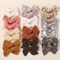 Selection of handmade bow hair clips with floral prints and lace details for girls - Multicolor Mix Set (10B)