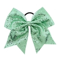 Mint green sequin bow hair tie with elastic band for girls' festive party hairstyles - Mint Green (20)