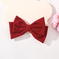Elegante pinza de pelo de terciopelo burdeos con lazo doble en soporte minimalista - Estilo Simple (5357) / Rojo
