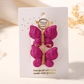 Lot de 2 barrettes papillon en crochet magenta fait main pour bébés sur carte de support - Violet Rose