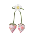 Handmade strawberry fabric charm with white daisy flower in pink floral pattern - Pink Floral Strawberry