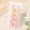 Juego de cuatro pinzas para el pelo de mariposa 3D en rosa y beige con strass brillantes - Clips de Mariposa / Degradado Rosa Amarillo (4D)