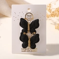 Barrettes papillon en dentelle noire faite à la main avec broderie dorée élégante - Style Noir & Or