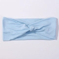 Bandeau croisé bleu clair en maille côtelée douce pour le sport et le yoga - Bleu clair