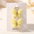 Lot de barrettes papillon en tricot jaune fait main sur carte de présentation - Jaune
