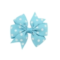 Light blue polka dot grosgrain ribbon hair bow clip for children on white background - Light Blue Polka Dot Bow Style (7) / Baby Blue (7)