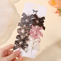 Plaid ribbon bow hair clip set for girls with 10 assorted patterns on a display card - Mixed Gingham and Solid Colors (12F)