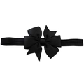 Elastic baby headband with a black ribbed fishtail bow for toddlers and infants - Black