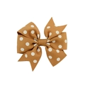 Brown polka dot grosgrain ribbon hair bow clip with white dots for children - Brown Polka Dot Bow Style (2) / Brown (2)