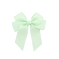 Mint green handmade grosgrain ribbon hair bow with long streamers on white background - Mint Green (19)