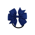 Elastico per capelli con fiocco in nastro grosgrain blu scuro e banda nera - Blu Notte (1)