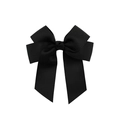 Classic black grosgrain ribbon bow hair clip with elegant fishtail streamers - Black (4)