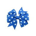Polka dot grosgrain ribbon hair bow for girls in royal blue with white spots - Royal Blue Polka Dot Bow Style (6) / Royal Blue (6)