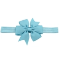 Bandeau élastique pour bébé avec un grand nœud en ruban gros-grain bleu clair - Rose bonbon