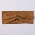 Bandeau large torsadé marron pour femmes en coton tricoté doux au design minimaliste - Couleur caramel