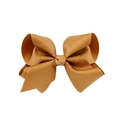 Classic golden brown grosgrain ribbon bow hair clip with textured double layers - Bronze