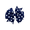 Navy blue grosgrain ribbon hair clip with white polka dots for children and girls - Navy Blue Polka Dot Bow Style (1) / Navy Blue (1)