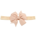 Bandeau élastique rose pâle pour bébé avec un nœud papillon multicouche en gros-grain - Rose chair