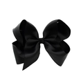 Classic large black grosgrain ribbon bow hair clip for girls in minimalist style - Black (4)