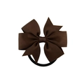 Elegante elastico per capelli con fiocco in nastro grosgrain marrone scuro per ragazze - Marrone Scuro (3)