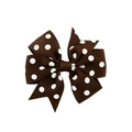 Polka dot ribbed hair bow clip in brown and white for children and girls - Dark Brown Polka Dot Bow Style (3) / Dark Brown (3)
