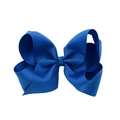 Royal blue grosgrain ribbon bow hair clip with textured fabric for kids and girls - Royal Blue (6)