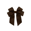 Handmade dark brown grosgrain ribbon bow with six loops and ribbons for hair accessories - Dark Brown (3)