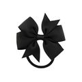 Elastico per capelli con fiocco nero in grosgrain a coste, accessorio per ragazze - Nero (4)
