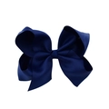 Classic dark blue grosgrain ribbon bow hair clip for children with elegant fishtail design - Navy Blue (1)
