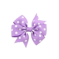 Purple polka dot grosgrain ribbon bow hair clip for children with sweet style - Purple Polka Dot Bow Style (5) / Purple (5)