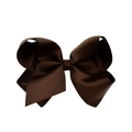 Coffee brown layered grosgrain ribbon bow hair clip with textured fabric for kids - Coffee (3)