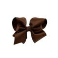 Lazo para el pelo en cinta grosgrain marrón oscuro con diseño de doble capa para niñas - Café