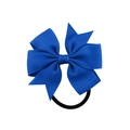 Fiocco per capelli blu reale in nastro grosgrain con elastico nero per acconciature - Blu Reale (6)