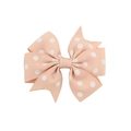 Polka dot ribbed hair bow clip in peach pink color for girls hair accessories - Apricot Pink Polka Dot Bow Style (8) / Apricot Pink (8)