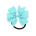 Elastico per capelli con fiocco in nastro canneté celeste e elastico nero - Azzurro (7)