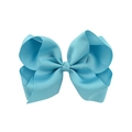Pince à cheveux nœud en ruban gros-grain bleu ciel avec design double couche - Bleu Clair (7)