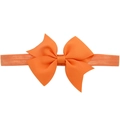 Elastisches orangefarbenes Stirnband mit hübscher Polyester-Ripsband-Schleife für Kinder - Orange (9)