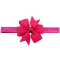 Bandeau bébé rose fuchsia avec grand nœud en ruban gros-grain et sangle élastique - Rose rouge