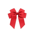 Handmade bright red grosgrain ribbon bow hair clip with double layers and long streamers - Bright Red (12)