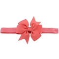 Bandeau élastique pour bébé orné d'un grand nœud en ruban gros-grain rose corail - Rose Corail