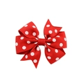 Red grosgrain ribbon hair clip with white polka dots for children hair accessory - Red Polka Dot Bow Style (12) / Red (12)